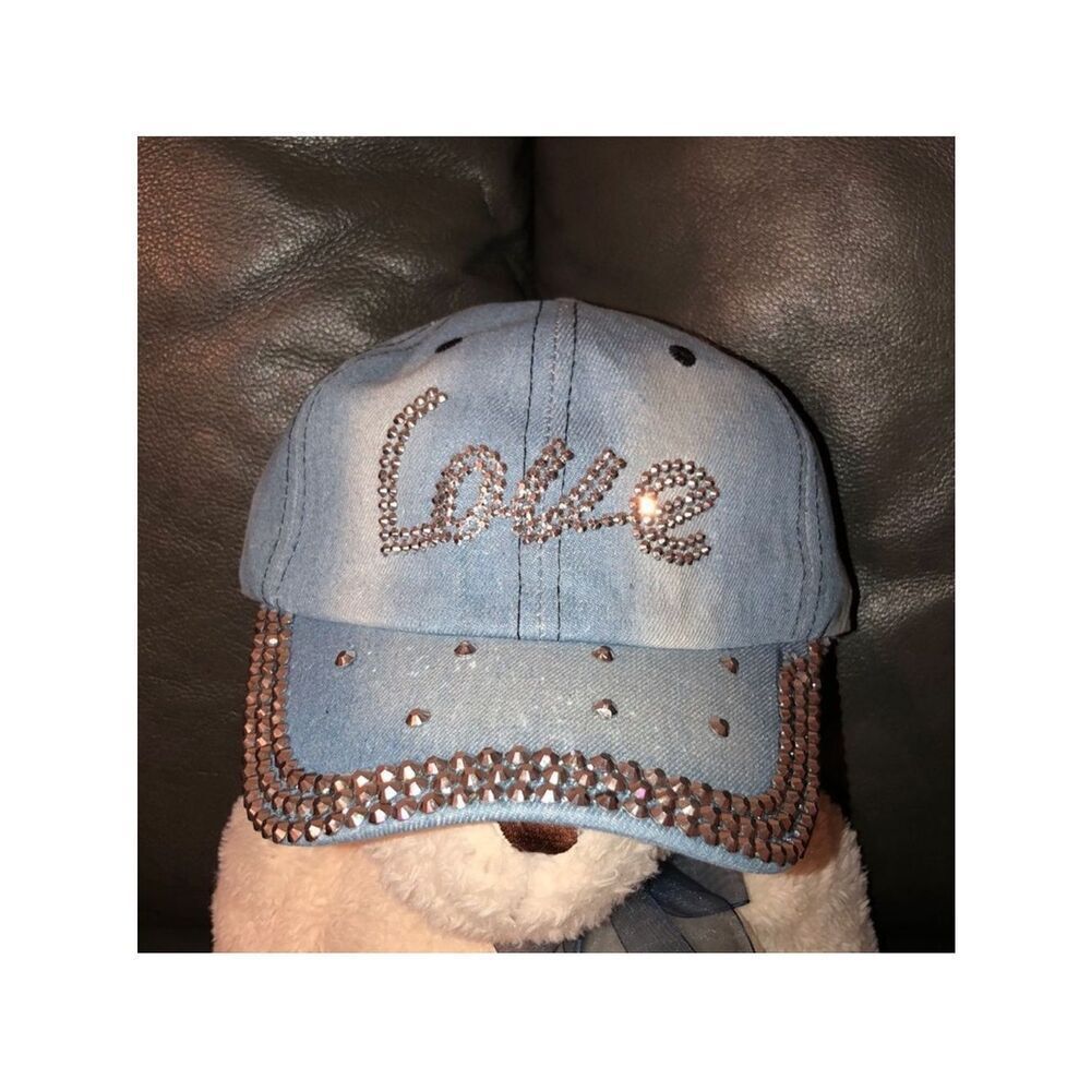 Cruise Club LOVE Embellished Cotton Vintage Wash Denim Cap